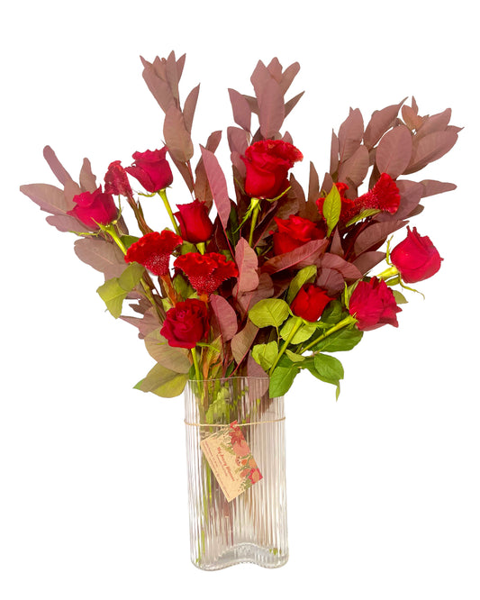 Romantic Reds in a Wave Vase image 0