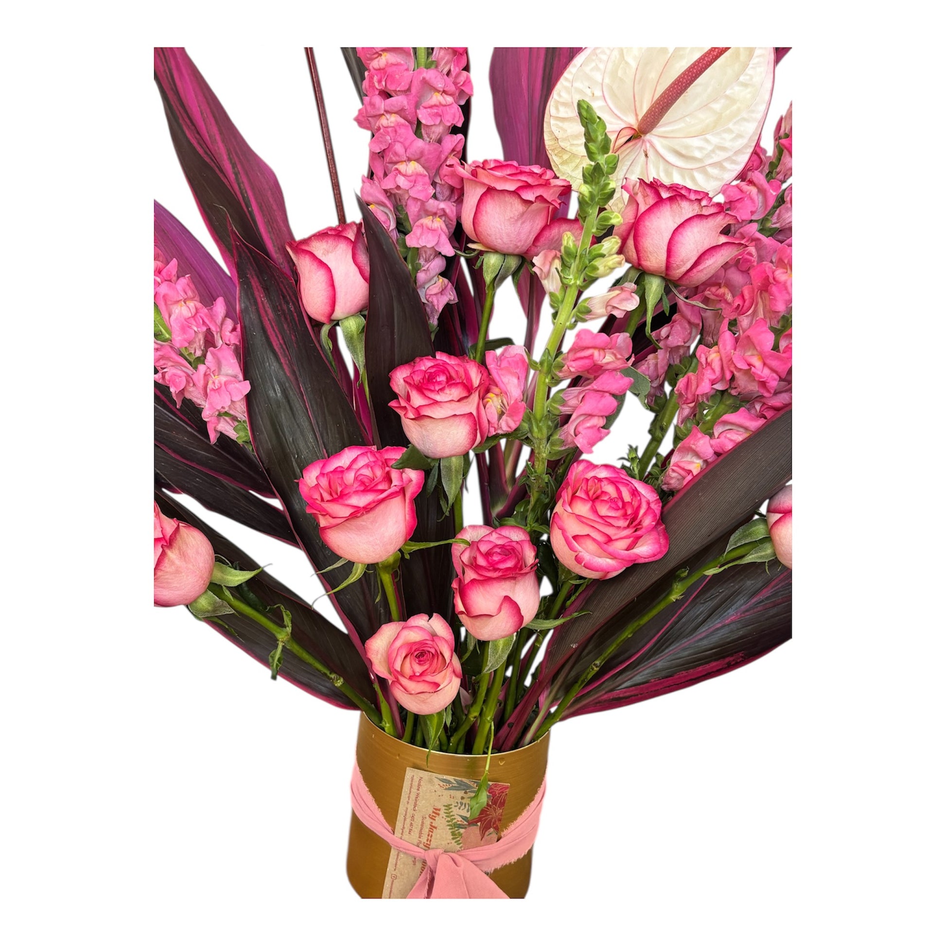 Romantic pinks in a gold vase - My Jazzy Blooms