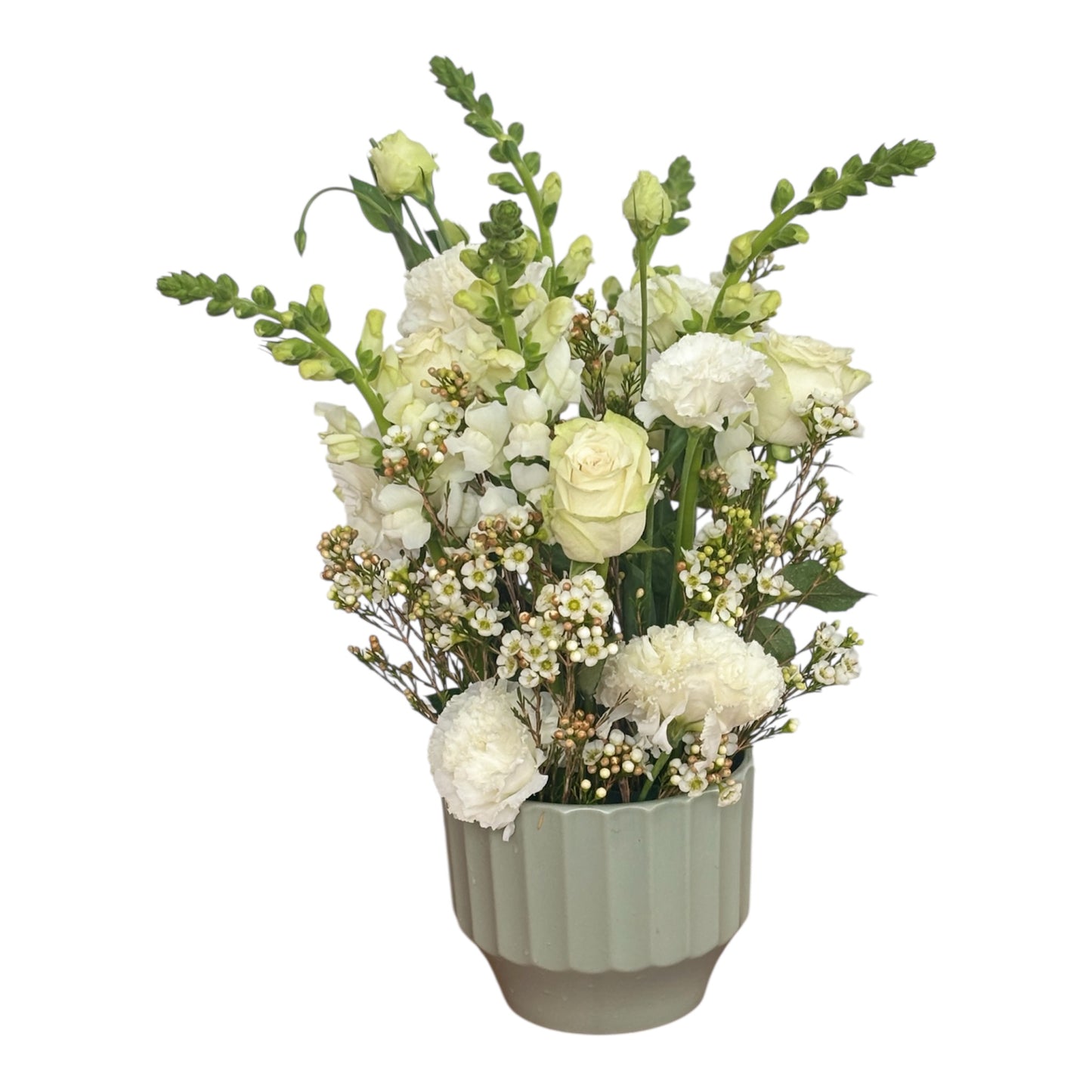 Jazzy whites in a sage vase - My Jazzy Blooms