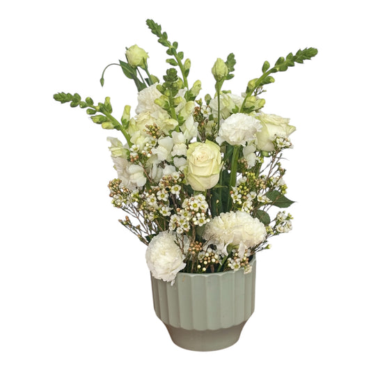 Jazzy whites in a sage vase - My Jazzy Blooms