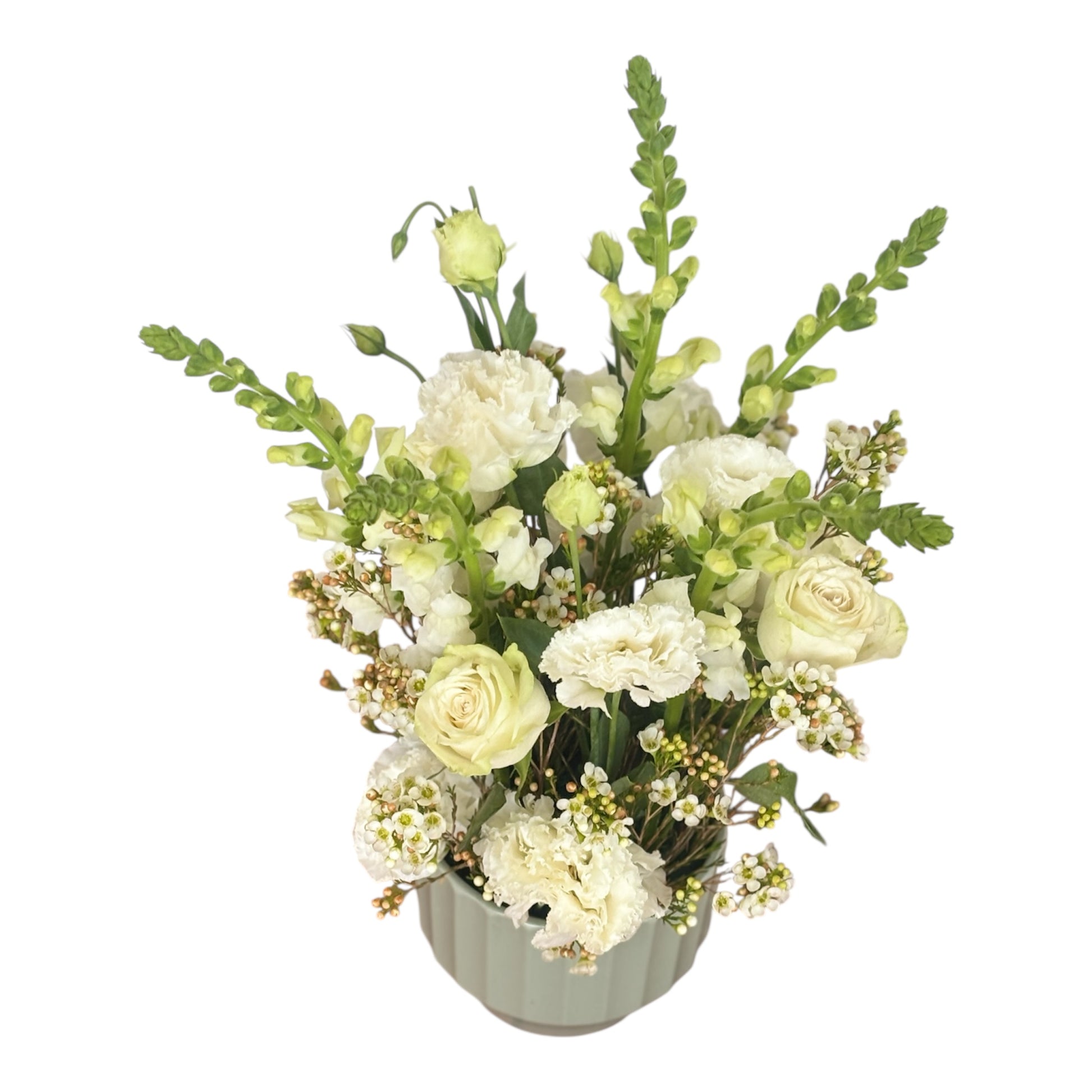 Jazzy whites in a sage vase - My Jazzy Blooms