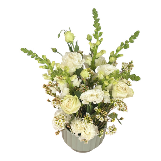Jazzy whites in a sage vase - My Jazzy Blooms